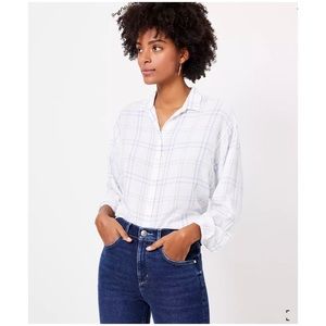LOFT Petite Windowpane Relaxed Shirt